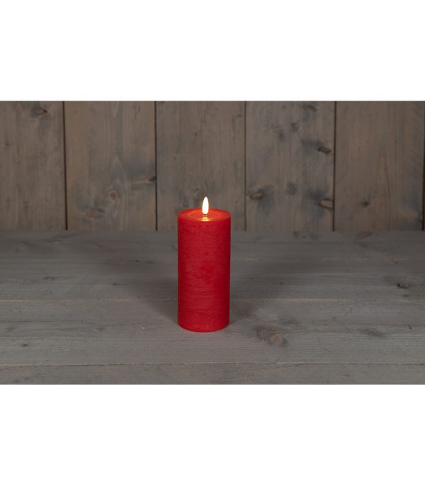 Κερι Κοκκινο RUSTIC Μπαταριας WAX CANDLE 3D WICK 7,5X15CM 3X AAA WITH 6⁄18H TIMER ⁄ GIFTBOX B.O.T.