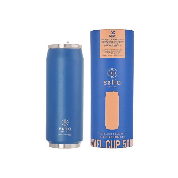 ESTIA Θερμος TRAVEL CUP SAVE THE AEGEAN 500ml DENIM BLUE