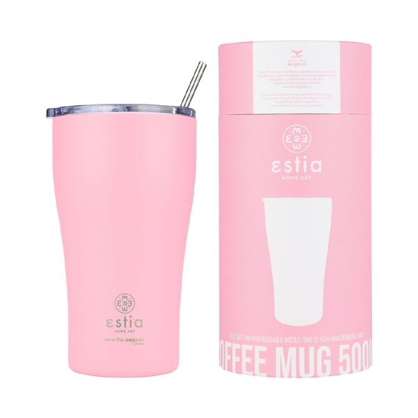 ESTIA Θερμος COFFEE MUG SAVE THE AEGEAN 500ml BLOSSOM ROSE