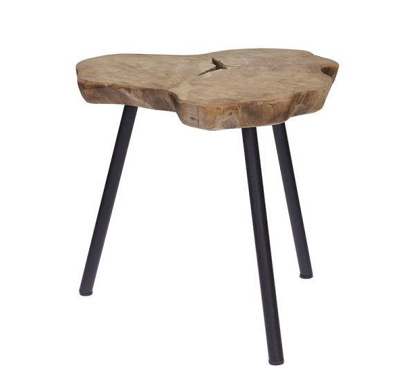 Side table Από Κορμό Τεακ Με Μεταλλικά Πόδια.55x55cm