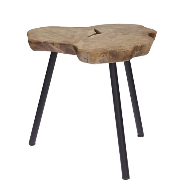 Side table Από Κορμό Τεακ Με Μεταλλικά Πόδια.55x55cm