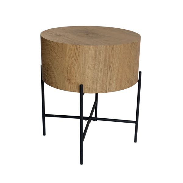 MADERA SIDE TABLE Φυσικο Μαυρο 45x45xH45cm