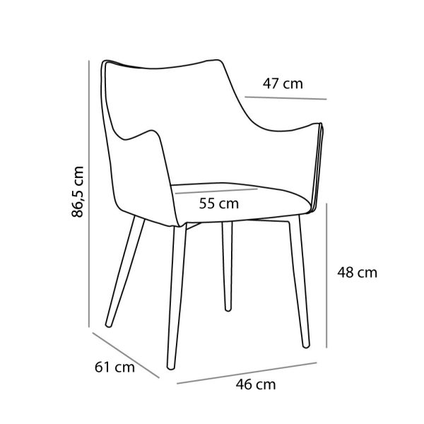 MALONE Καρεκλα Πολυθρονα TABAC 46x61xH86,5cm