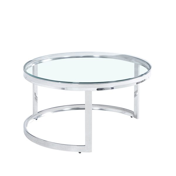 LOUXOR COFFEE TABLE Ασημι Διαφανο 80x80xH43cm