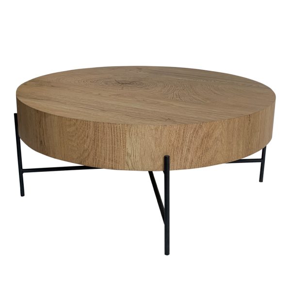 MADERA COFFEE TABLE Φυσικο Μαυρο 80x80xH36cm