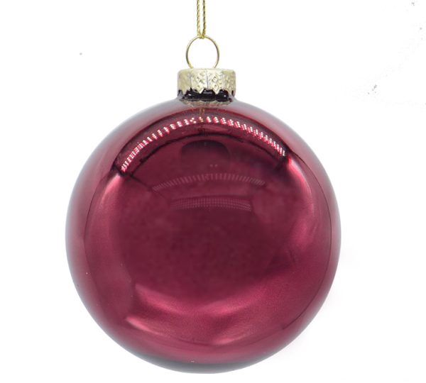 Glass Ball Shiny Burgundy,D.:10cm