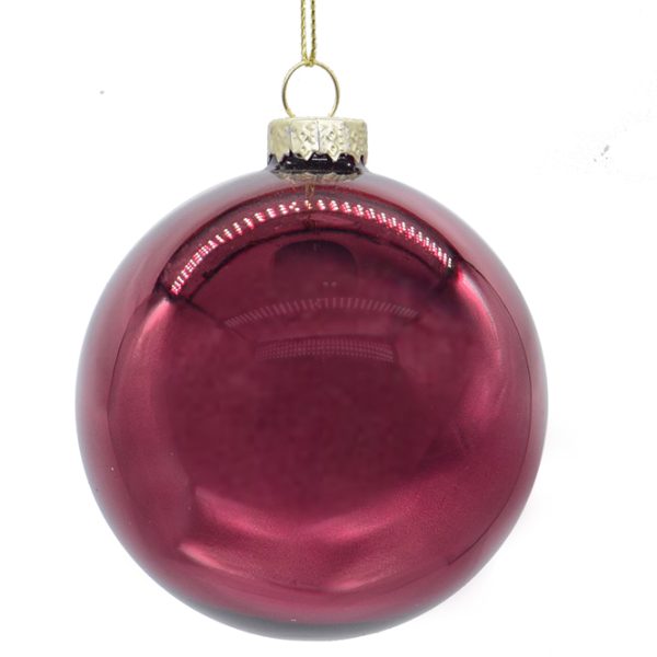 Glass Ball Shiny Burgundy,D.:10cm