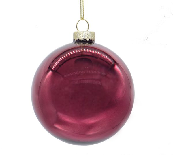 Glass Ball Shiny Burgundy,D.8cm