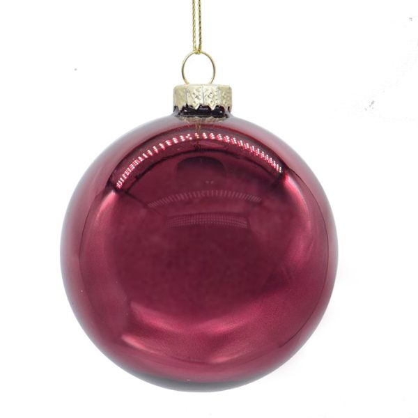 Glass Ball Shiny Burgundy,D.8cm