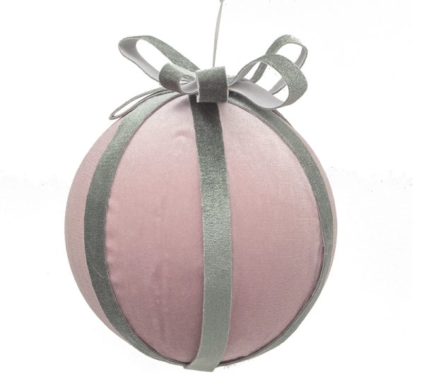 Velvet ball w⁄ribbon Pink Green,15cm