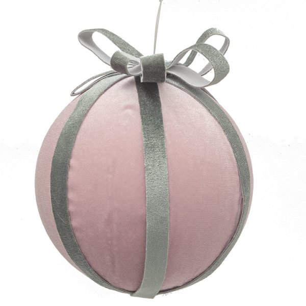 Velvet ball w⁄ribbon Pink Green,15cm