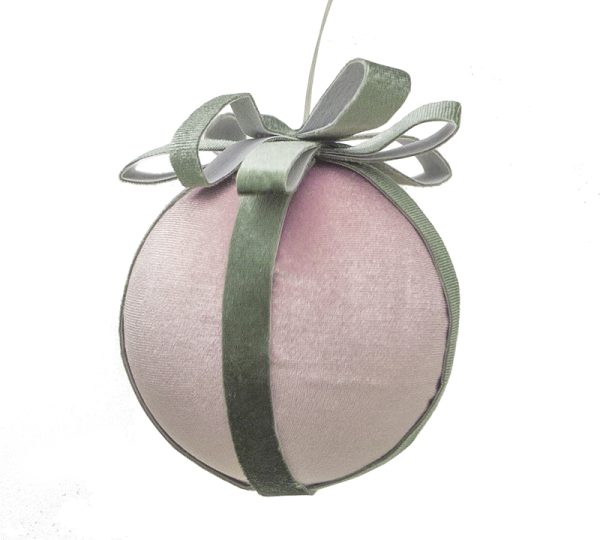 Velvet ball w⁄ribbon Pink Green,10cm