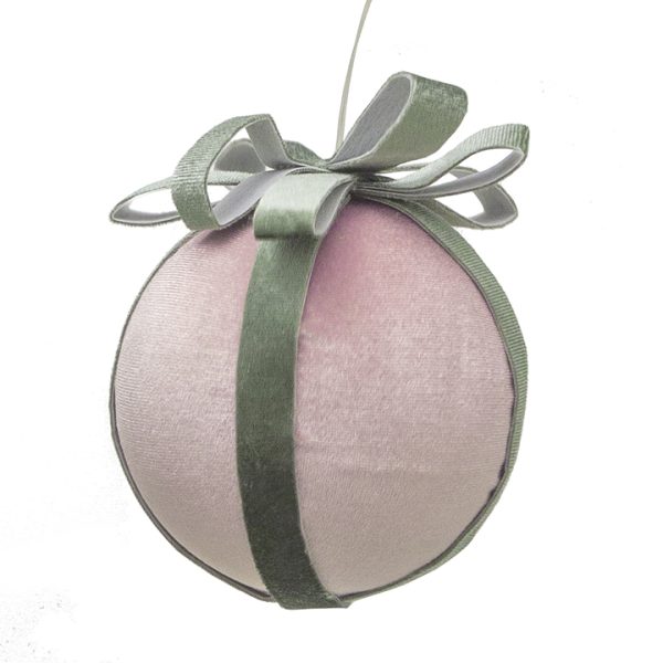 Velvet ball w⁄ribbon Pink Green,10cm