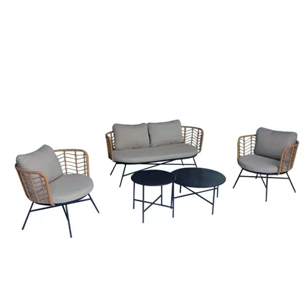 Artekko Rattan Διθέσιος Καναπές (155x75x73)cm 2x Πολυθρόνες (80x75x73)cm 2x Τραπεζάκια (70x70x35) (5