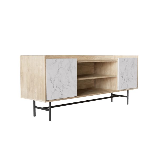 STOCKHOLM TV STAND SONOMA DECAPE Λευκο Με Οψη Μαρμαρου 140×39,5xH60cm