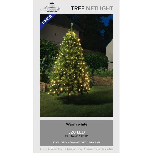 Φωτακια Διχτυ 2,1-2,5M TREE TIMER 320 LED Θερμο Λευκο – Πρασινο Καλωδιο 10m leadcable