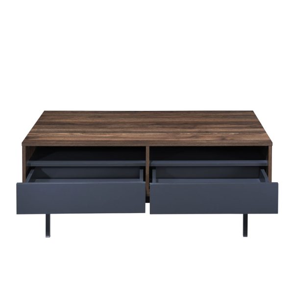 GROOVES COFFEE TABLE 2συρταρια Καρυδι Γκρι 110x60xH45cm