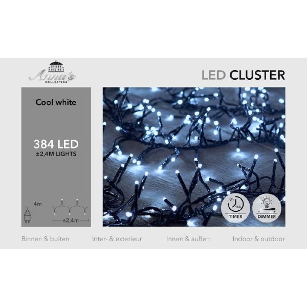 Φωτακια CLUSTER 384LED⁄2,4M Ψυχρο Λευκο – 4M Καλωδιο Μαυρο 36V⁄IP44 Μετασχηματιστης 3.6VA – ON ⁄