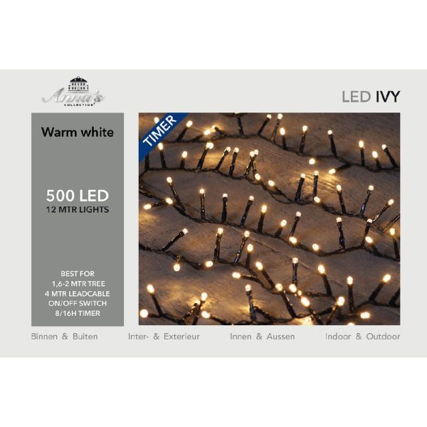 Φωτακια IVY 500LED⁄12μ Θερμο Λευκο 12M – 5MM CONCAVE LED – 4MTR LEAD CABLE Μαυρο – 31V⁄IP44 Μετασχη