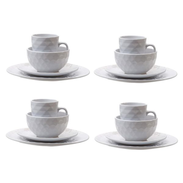 Artekko Dinnerware Σερβίτσιο Φαγητού Κεραμικό Λευκό (27x27x2)cm Σετ⁄16