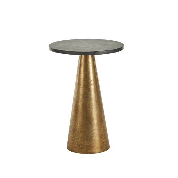 CONO COFFEE TABLE Μαυρο ANTIQUE BRASS 36x36xH51cm