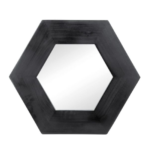 Artekko Mirror Καθρέφτης Τοίχου Από Ξύλο Teak MDF Μαυρό (47x47x1.9)cm