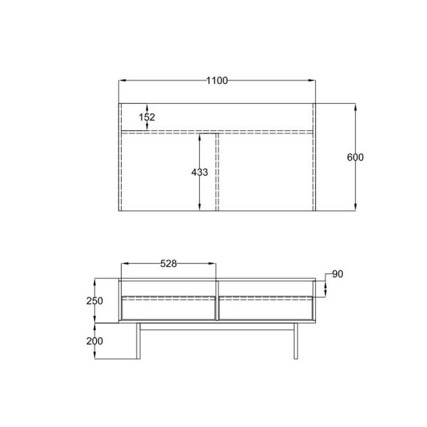 GROOVES COFFEE TABLE 2συρταρια Καρυδι Γκρι 110x60xH45cm