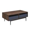 BARREL COFFEE TABLE Με Αποθ⁄κο Χωρο Μαυρο Φυσικο Μαυρο 80x80xH39,5cm