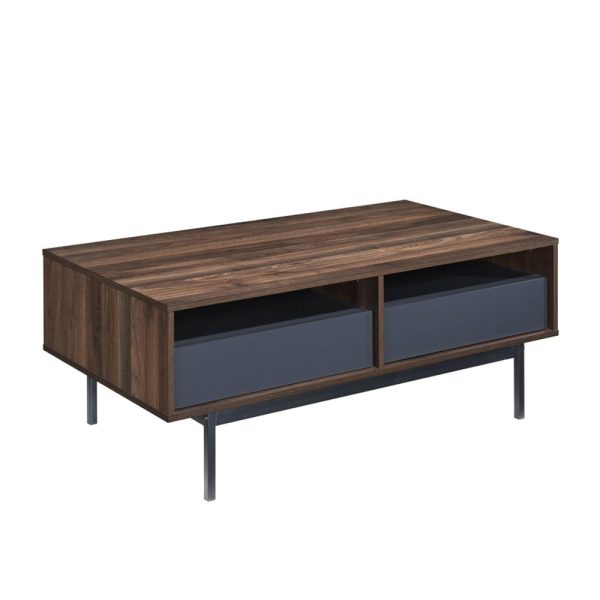 GROOVES COFFEE TABLE 2συρταρια Καρυδι Γκρι 110x60xH45cm