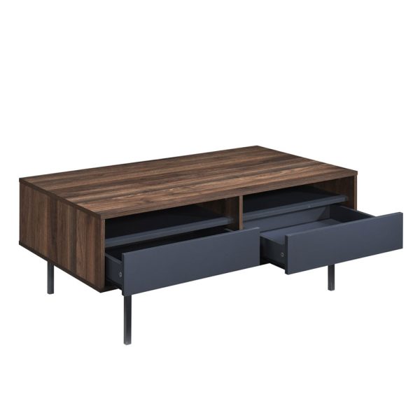 GROOVES COFFEE TABLE 2συρταρια Καρυδι Γκρι 110x60xH45cm