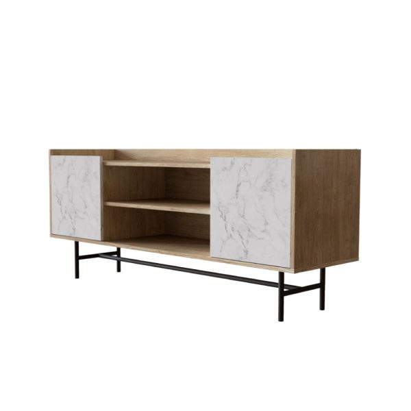 STOCKHOLM TV STAND SONOMA DECAPE Λευκο Με Οψη Μαρμαρου 140×39,5xH60cm