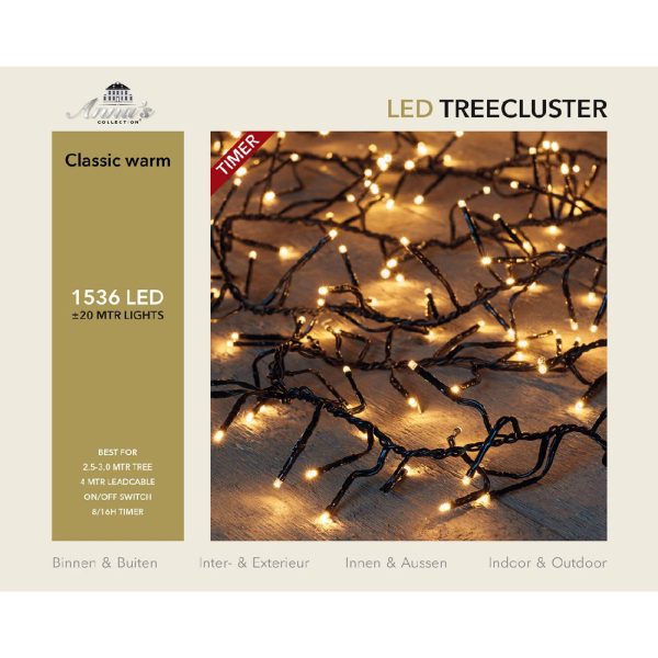 Φωτακια 1536LED TREECLUSTER Κλασικο Θερμο 20M TIMER⁄ 4MTR LEADCABLE – 36V⁄IP44 Μετασχημ 9VA Με Λειτο