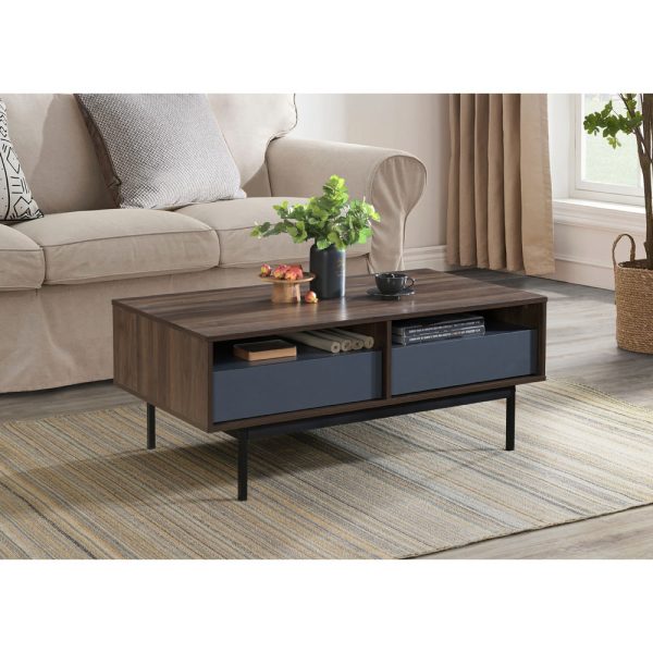 GROOVES COFFEE TABLE 2συρταρια Καρυδι Γκρι 110x60xH45cm