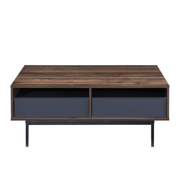 GROOVES COFFEE TABLE 2συρταρια Καρυδι Γκρι 110x60xH45cm