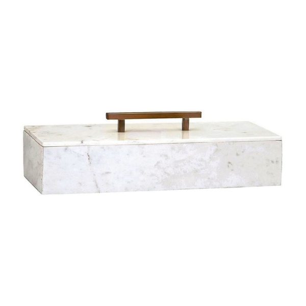 Artekko Marble Κοσμηματοθήκη Κουτί Διακοσμητικό Μάρμαρο Μέταλλο Λευκό Χρυσό (36.8×15.2×10.2)cm