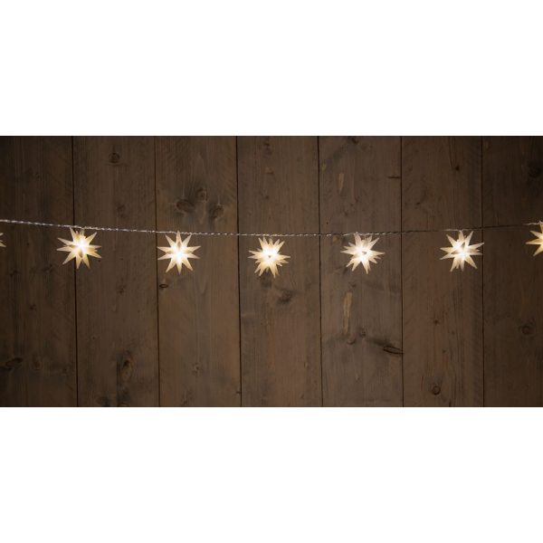 Φωτακια Αστερι 10PCS 3D 6,5CM ⁄ 10LED Θερμο Λευκο 1,5M ⁄ 5M Διαφανες Καλωδιο ⁄ 3,4V IP44 Μετασχημ 2W