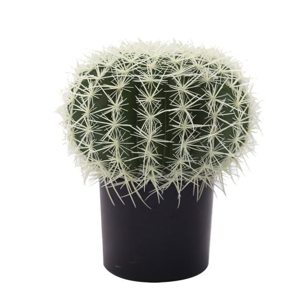 FEROCACTUS Τεχνητο Φυτο Υφασμα Πλαστικο Πρασινο Λευκο D25xH33cm