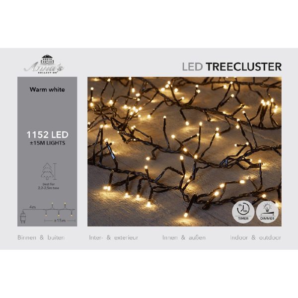 Φωτακια 1152LED TREECLUSTER 15M⁄ Θερμο Λευκο -4MTR LEADCABLE – 36V⁄IP44 TRANSFORMER 7.2VA Με Λειτουρ