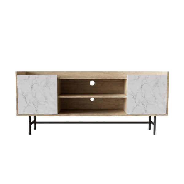 STOCKHOLM TV STAND SONOMA DECAPE Λευκο Με Οψη Μαρμαρου 140×39,5xH60cm