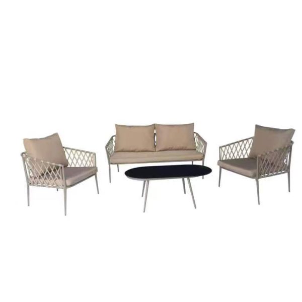 Artekko Rattan Καναπές (160x75x72)cm 2x Πολυθρόνες (76x75x72)cm Τραπέζι Με Τζάμι (110x55x42)cm Με Πλ