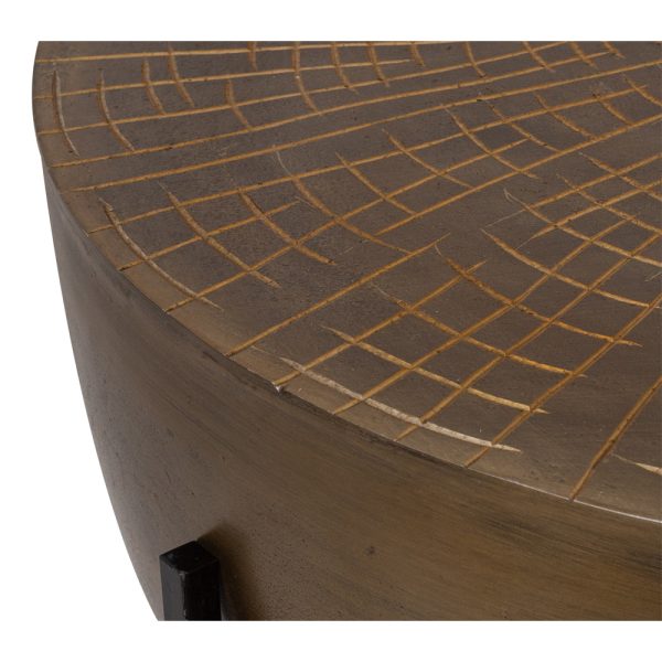 MONTANA COFFEE TABLE BRASS ANTIQUE Μαυρο 56x56xH38cm