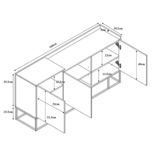 HILTON Μπουφες SONOMA DECAPE 160×39,5xH80cm