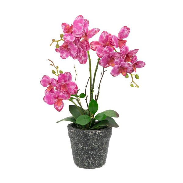 Artekko Orchid Τεχνητή Πλαστική Ροζ Ορχιδέα Σε Γλάστρα (26x12x46)cm