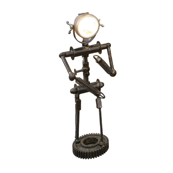 EXTREME INTERIOR DESIGN LAMP ROBOT IRON ANTIQUE BLACK H.82CM 84050