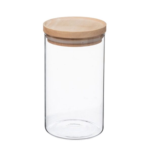 Δοχεία Τροφίμων JAR GLASS+WOOD 1L HERMET 135027