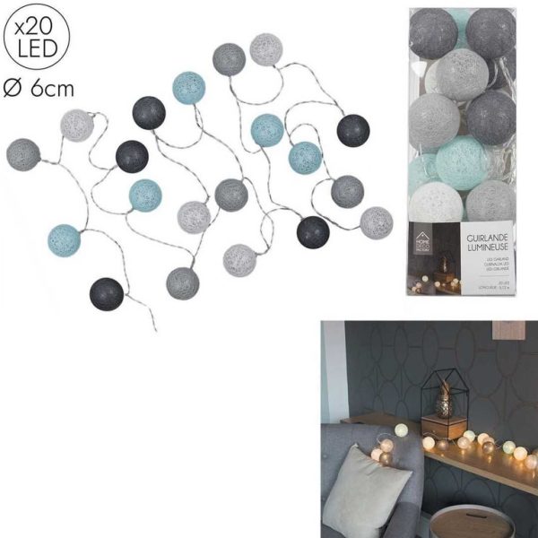 Διακοσμητικές Γιρλάντες LED 20 LED BALL STRING LIGHTS BLUEGREY SHADES LA10052