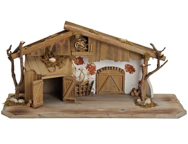 Φάτνη Χριστουγέννων NATIVITY BARN, NATURAL WOOD, (W⁄H⁄D) 60X27X20CM