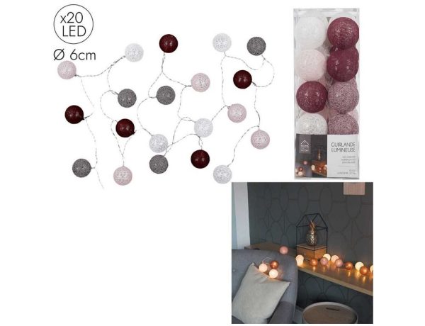 Διακοσμητικές Γιρλάντες LED 20 LED BALL STRING LIGHTS REDPINK SHADES LA10053