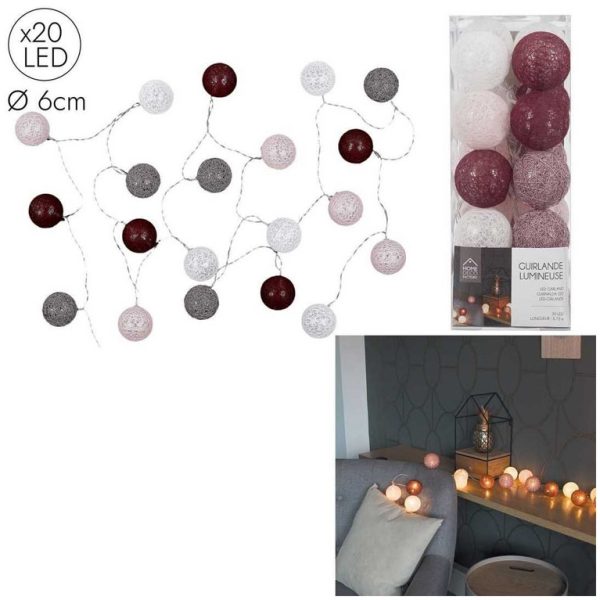 Διακοσμητικές Γιρλάντες LED 20 LED BALL STRING LIGHTS REDPINK SHADES LA10053