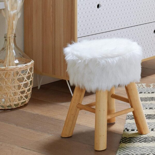 Σκαμπό & Πουφ OSLO WHT FUR SIDE STOOL ATMOSPHERA 140057D